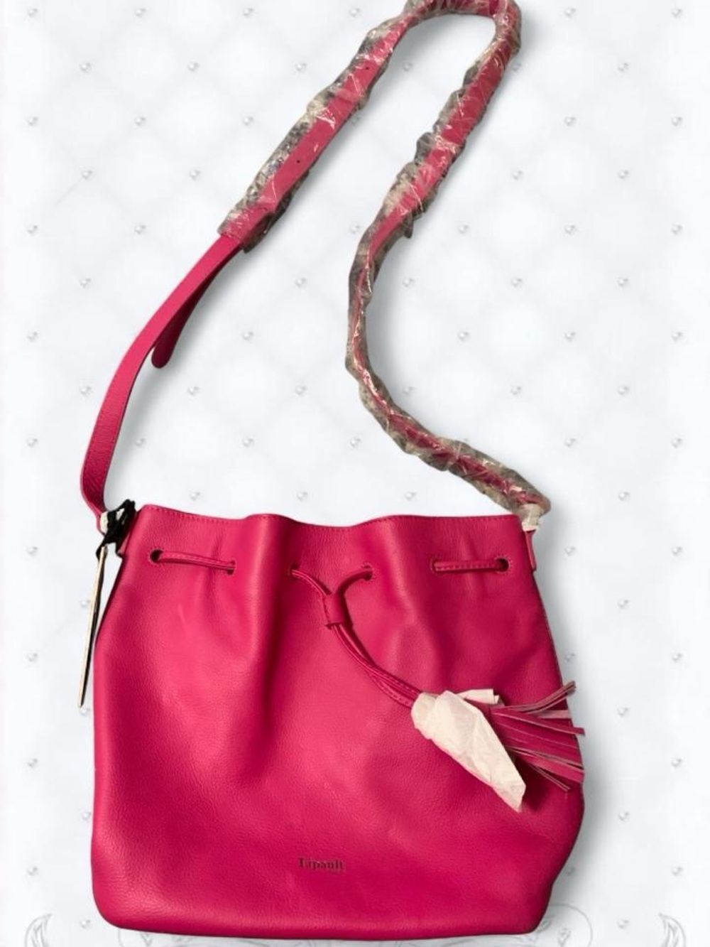 Lipault Fuchsia Drawstring Crossbody Bag